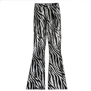 NASTY GAL ZEBRA SEQUIN FLARE PANTS Y2K FIERCE GLAM GOTH GRUNGE BODYCON BADDIE 6